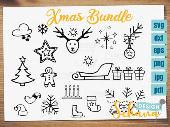 Christmas Bundle Doodle Craft Svg