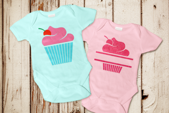 Cupcake with Cherry and Split SVG