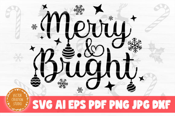 Merry and Bright Christmas SVG Cut File